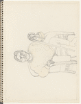 Seated figure holding cane
