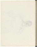 Seated figure with cane,  mask-like face