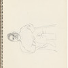 Seated figure with cane,  crossed legs