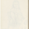 Seated figure, one leg pulled up on chair