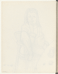 Seated figure, one leg pulled up on chair