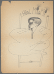 Untitled [Figure sitting cross-legged on chair, looking left] Hotel Miami