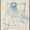 Untitled [Seated man, one foot on book labelled "Jackpot"]