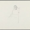 Untitled [Seated figure with crutch]