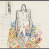 Untitled [Woman in armchair - decorative carpet]