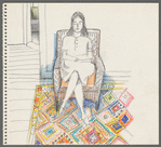 Untitled [Woman in armchair - decorative carpet]