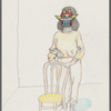 Untitled [Masked figure holding chair]