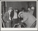 Pinal County, Arizona. Defense training project, U.S. Department of Education welding school. All these men and boys live on the farms and ranches nearby. Some men, who are agricultural workers living at the FSA (Farm Security Administration) farm workers' community at Eleven Mile Corner, attend this class