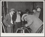 Pinal County, Arizona. Defense training project, U.S. Department of Education welding school. All these men and boys live on the farms and ranches nearby. Some men, who are agricultural workers living at the FSA (Farm Security Administration) farm workers' community at Eleven Mile Corner, attend this class