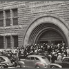 Crowd coming out of Pilgrim Baptist Church. Southside of Chicago, Illinois