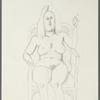 Untitled [Female nude seated in chair, holding cigarette]