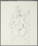 Untitled [Female nude seated in chair, holding cigarette]