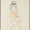 Untitled [Seated woman in floral dress, wearing glasses]