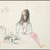 Untitled [Seated figure, at table covered in objects]