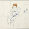 Untitled [Seated figure; bottle of gin on nearby table]