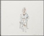 Untitled [Seated woman in striped dress]