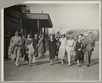 Yeichi Nimura and Lisan Kay (far left) with others arriving in Buxton, England for the first International Dance Congress