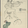 Untitled [Seated violinist; alligator; on sheet music]