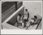 Family on terrace in Greenbelt home, Maryland