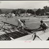 Construction work on new community building, Tygart Valley Homesteads, West Virginia