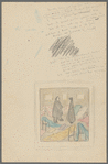 Pencil drawing of the caricature of Dante Gabriel and Christina Rossetti 