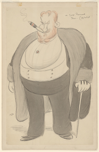 Portrait drawings and caricatures showing persons depicted smoking