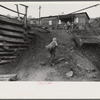 Coal miner's son carrying home bag of coal swiped from cars. The "Patch," Chaplin, West Virginia