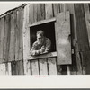 Coal miner looks out of window in his home, Bertha Hill, Scotts Run, West Virginia