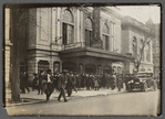 Exterior view of the Lafayette Theater, Harlem, ca. 1920, with signage advertising the vaudeville revue Broadway Gossips