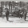Horse and mule traders from Atlanta set up temporary camp to sell to nearby farmers near Covington, Georgia