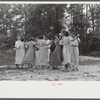 Schoolchildren doing dance on May Day health day at Ashwood Plantation, South Carolina