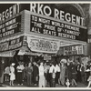 Crowd outside of RKO Regent Theatre at the premier of "The Pride of the Yankees"