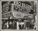 Crowd outside of RKO Regent Theatre at the premier of "The Pride of the Yankees"