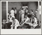 Spectators at auction sale of house and household goods, York County, Pennsylvania