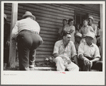 Spectators at auction sale of house and household goods, York County, Pennsylvania