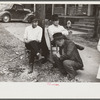 Picketing. Copper miners on strike waiting for scabs to come out of mines. Ducktown, Tennessee
