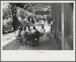 Playing dominoes or cards in front of drug store in center of town, in Mississippi Delta, Mississippi