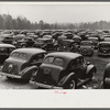 Cars parked outside the stadium at the Duke University-North Carolina game. Durham, North Carolina