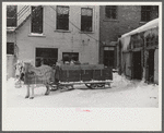 Rubbish and garbage is collected in the winter with sled. Woodstock, Vermont