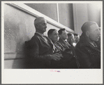 Townspeople listening to discussion during town meeting, Woodstock, Vermont