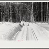 Hauling timber by tractor to the road where it is taken by truck to the mill. Near Barnard, Windsor county, Vermont