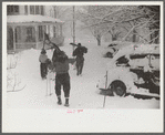 Child going home from school after snowstorm in Jackson, New Hampshire