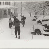 Child going home from school after snowstorm in Jackson, New Hampshire