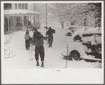 Child going home from school after snowstorm in Jackson, New Hampshire