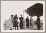 Dora P. Young, Virginia Lee, Madame Sanchez, Lisan Kay, two unidentified women, and Madame Chibos at the Yacht Club in Havana