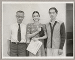 Lisan Kay and Yeichi Nimura (right) at the Nippu Jiji newspaper offices in Honolulu