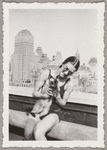 Lisan Kay and her cat Wang on the roof of Carnegie Hall