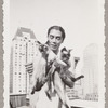 Yeichi Nimura with his cats Wang and Ting on the roof of Carnegie Hall