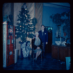 Lisan Kay and Yeichi Nimura with Christmas decorations, likely in their Carnegie Hall studio