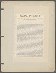 "Racial Integrity: A Plea for the Establishment of a Chair of Negro History in our Schools and Colleges, etc"